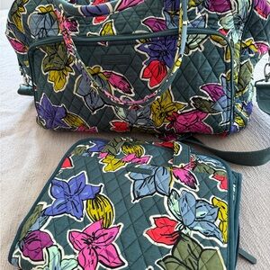 Vera Bradley Weekender + Hanging Organizer Falling Flowers EUC